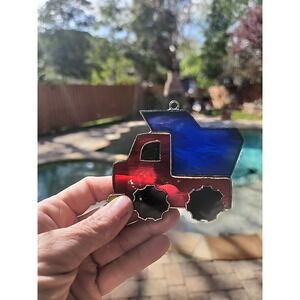 Stained Glass Ornament Suncatcher Dump Truck Boys Room Construction Glass Truck